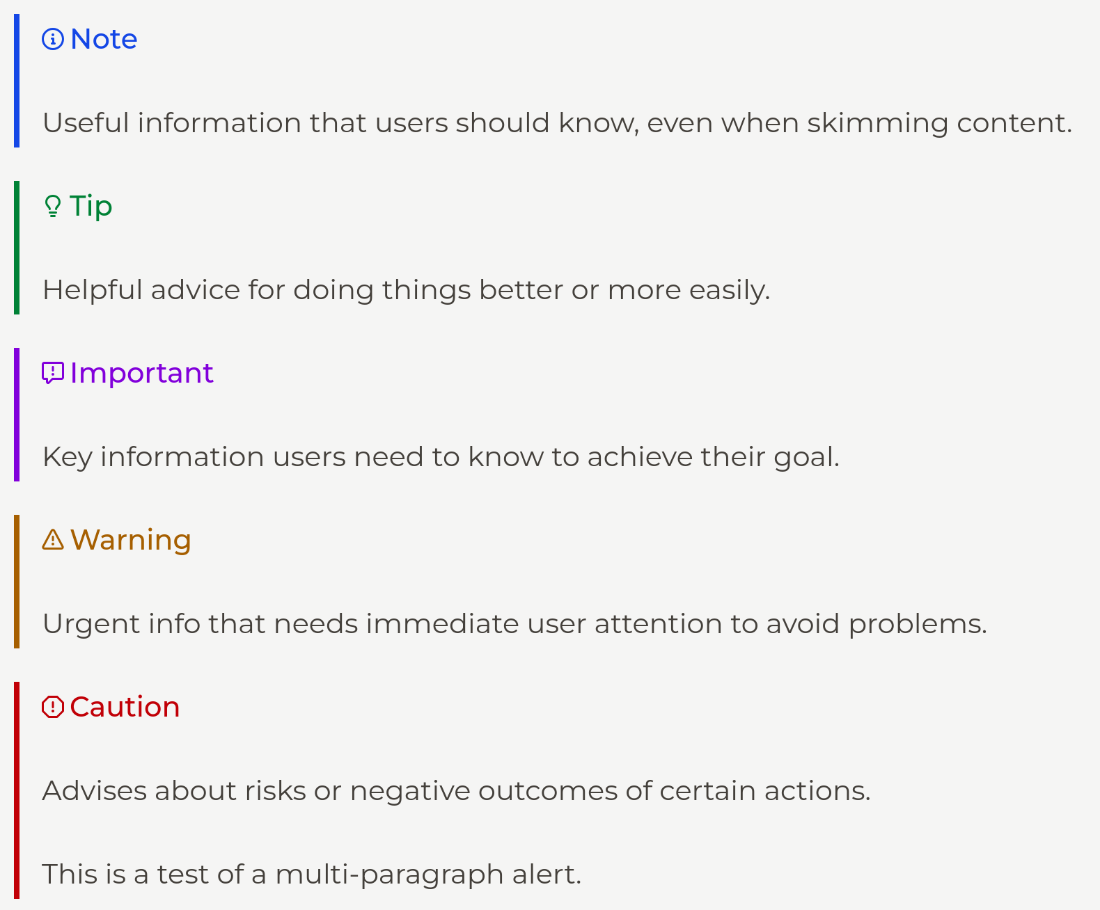 Markdown Alerts